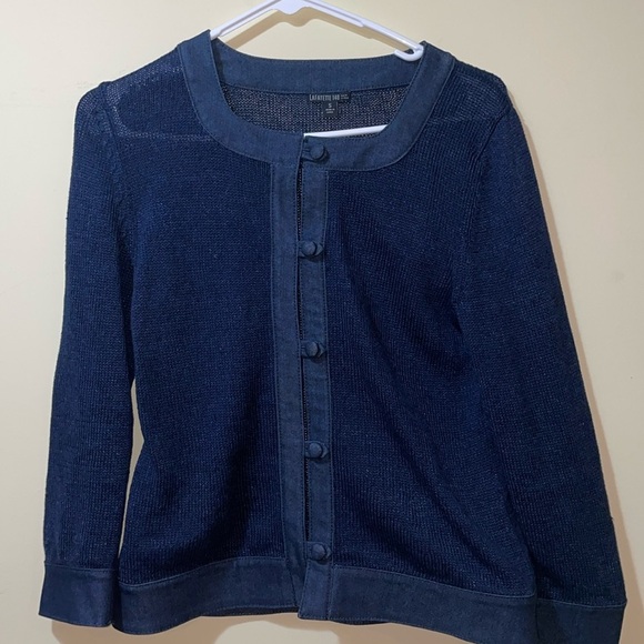 Womens Lafayette 148 Navy Blue Linen Cotton Cardigan Jacket - Picture 1 of 6